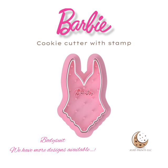 Barbie Bodysuit cookie cutter with stamp