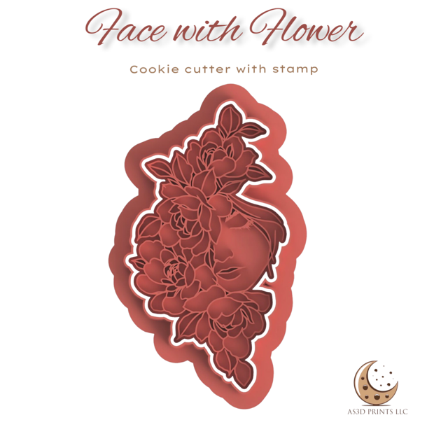 Face with Flower cookie cutter with stamp