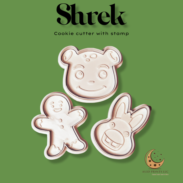 Shrek cookie cutter with stamp