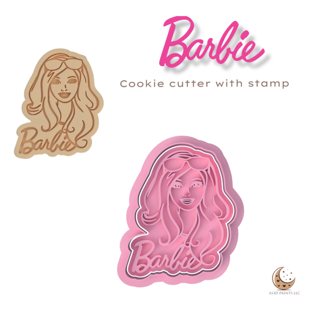 Barbie Doll cookie cutter with stamp