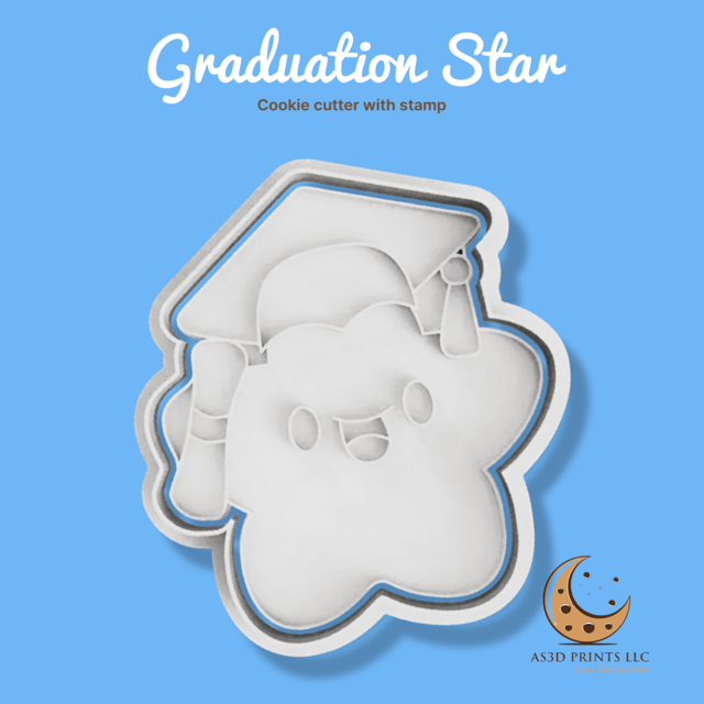 Graduation Star cookie cutter with stamp
