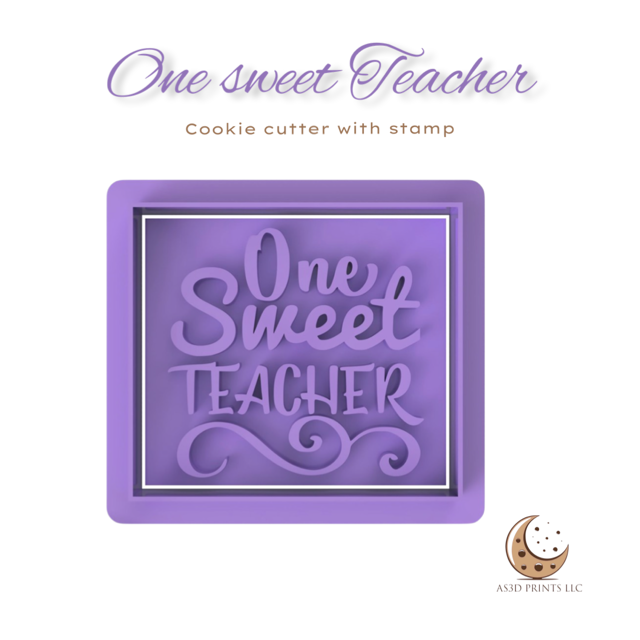 One Sweet Teacher cookie cutter with stamp