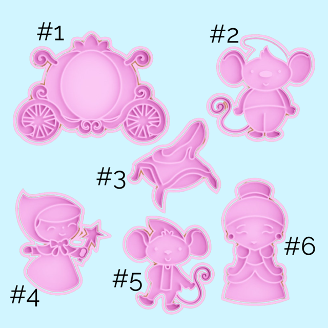 Cinderella Theme cookie cutter with stamp