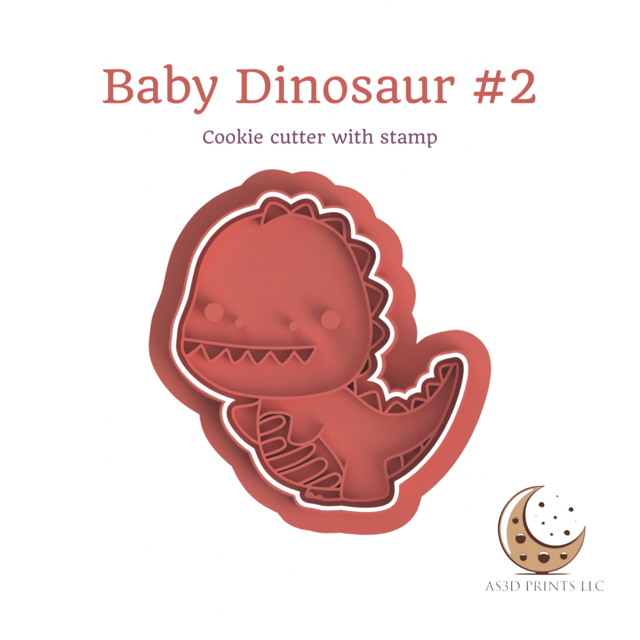 Baby Dinosaur cookie cutter with stamp