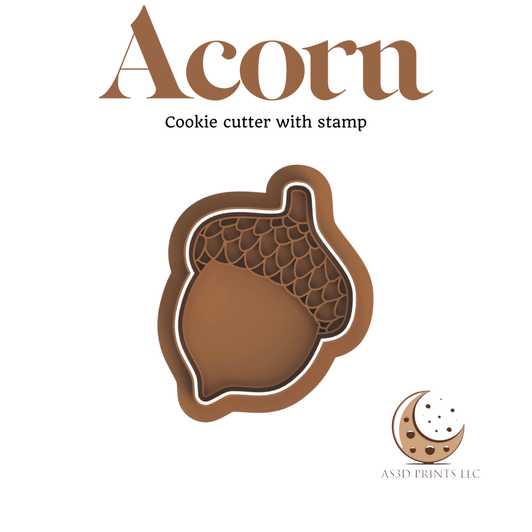 Acorn cookie cutter with stamp