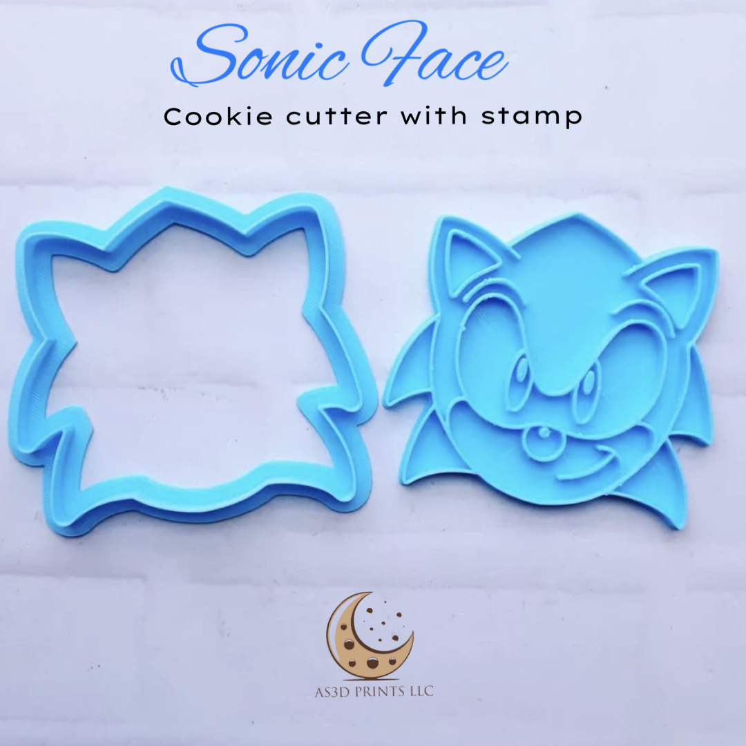 Sonic Face cookie cutter with stamp