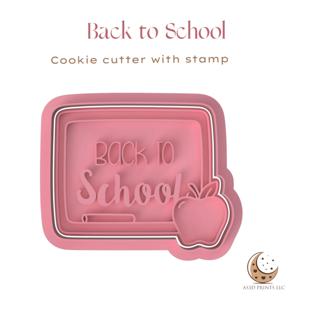 Back to School cookie cutter with stamp