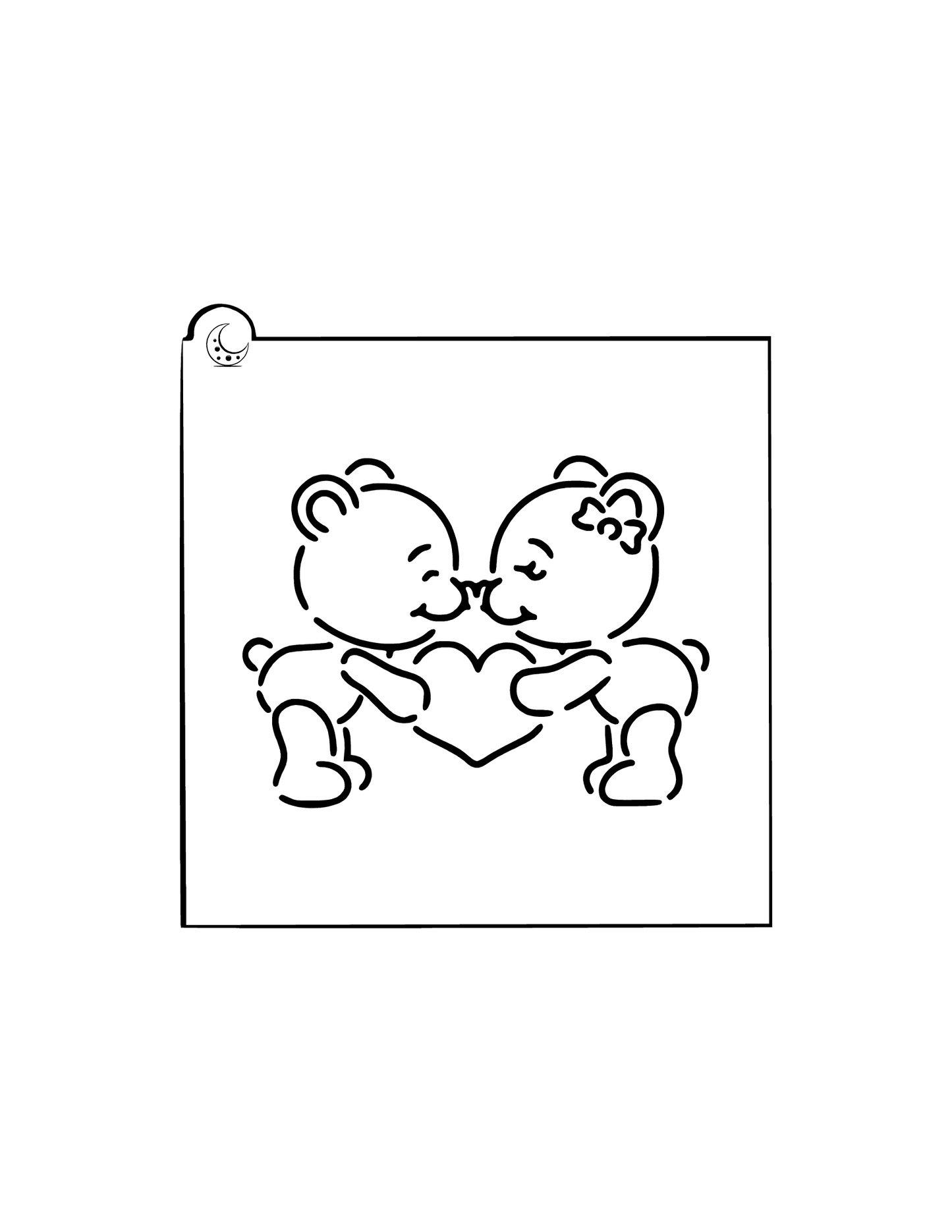 Bears with heart Cookie Stencil
