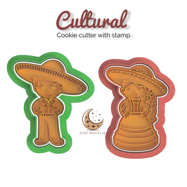 Cultural cookie cutter with stamp