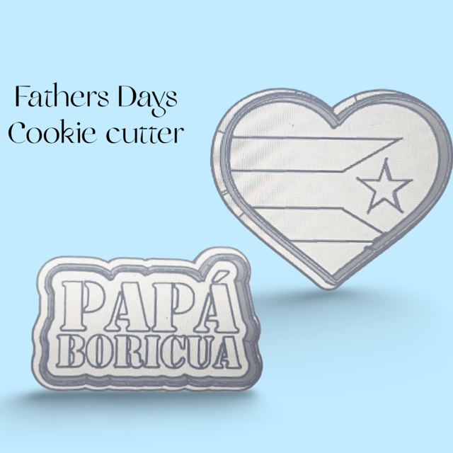 PAPA BORICUA cookie cutter with stamp