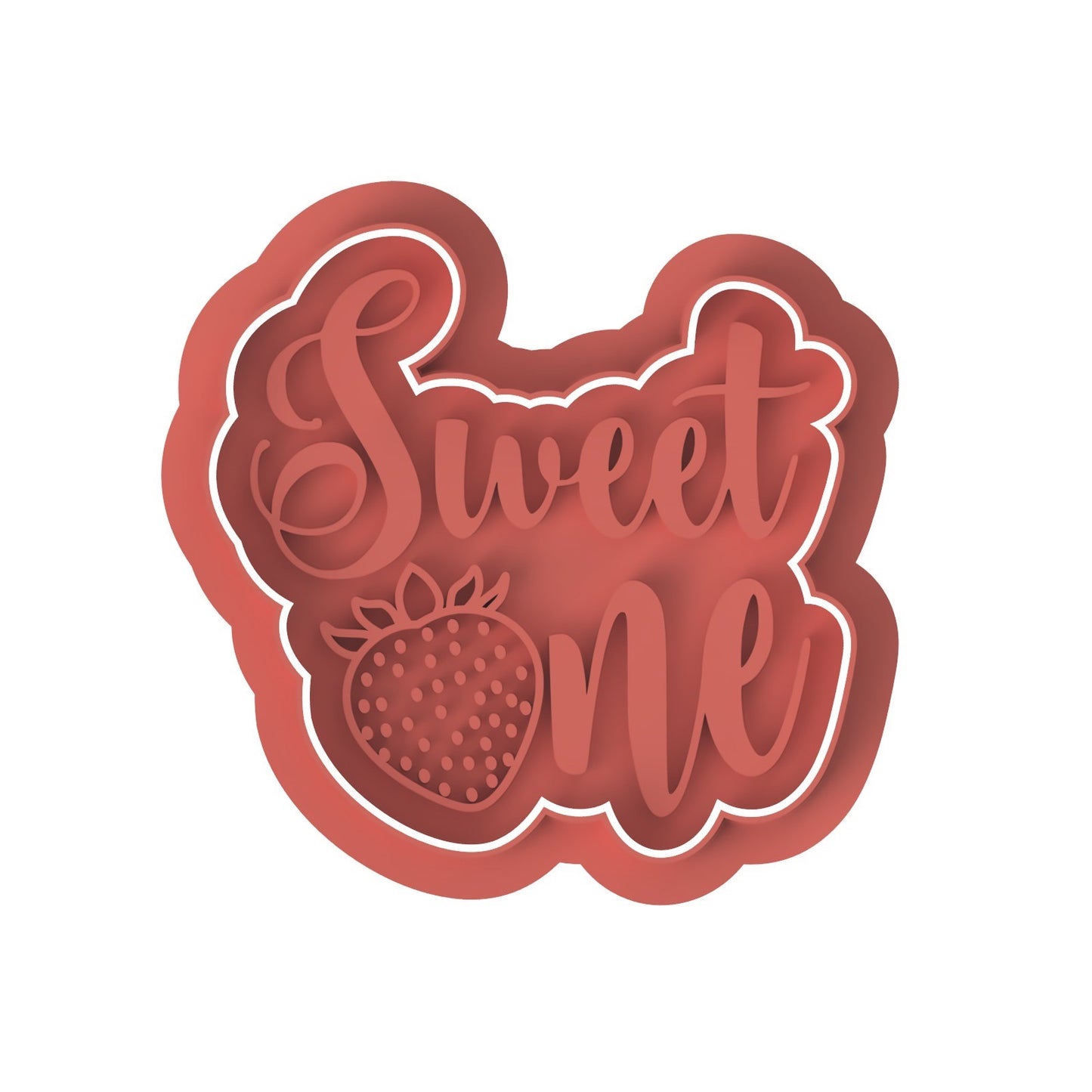 Sweet One Strawberry cookie cutter with stamp