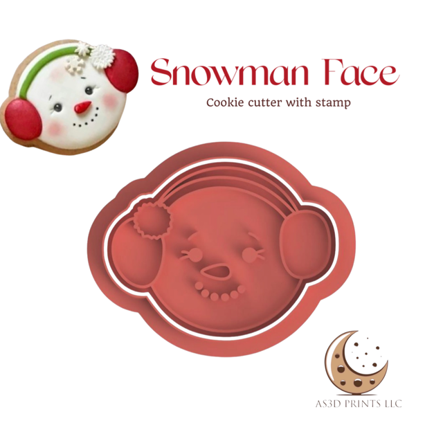 Snowman Face cookie cutter with stamp