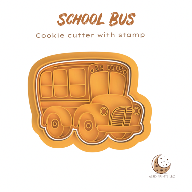 School Bus cookie cutter with stamp