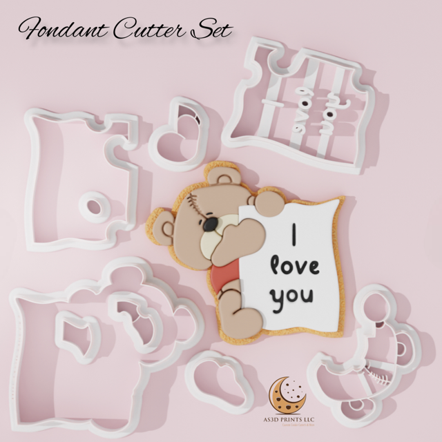 Bear with letter cutter fondant