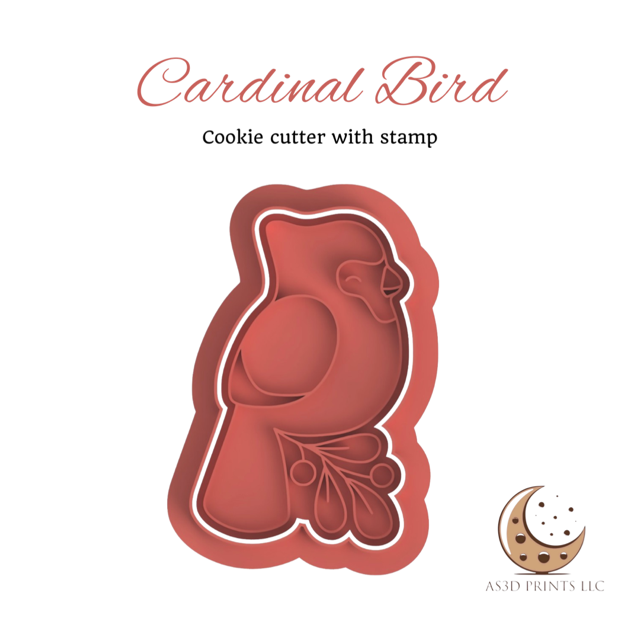 Cardinal Bird cookie cutter with stamp