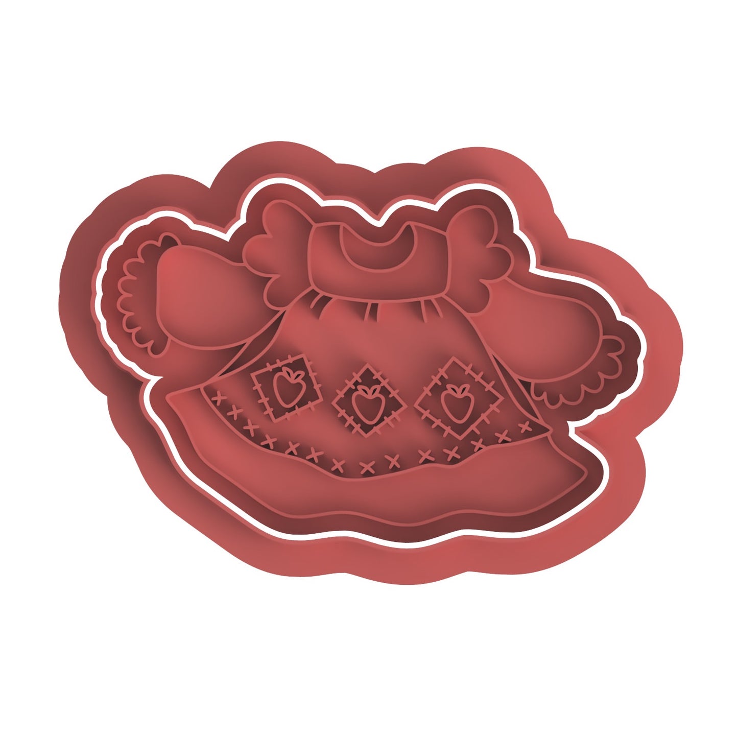 Strawberry Shortcake dress design #2 cookie cutter with stamp