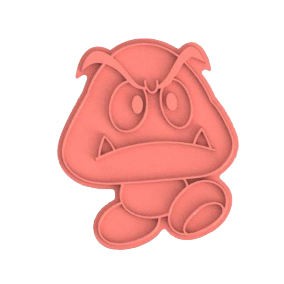 Goomba Super Mario cookie cutter with stamp