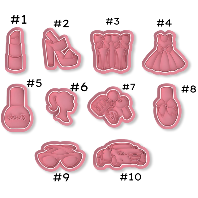 Barbie cookie cutters with stamp