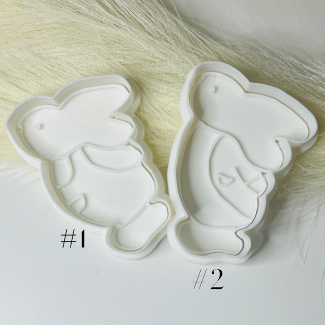 Bunny cookie cutter with stamp