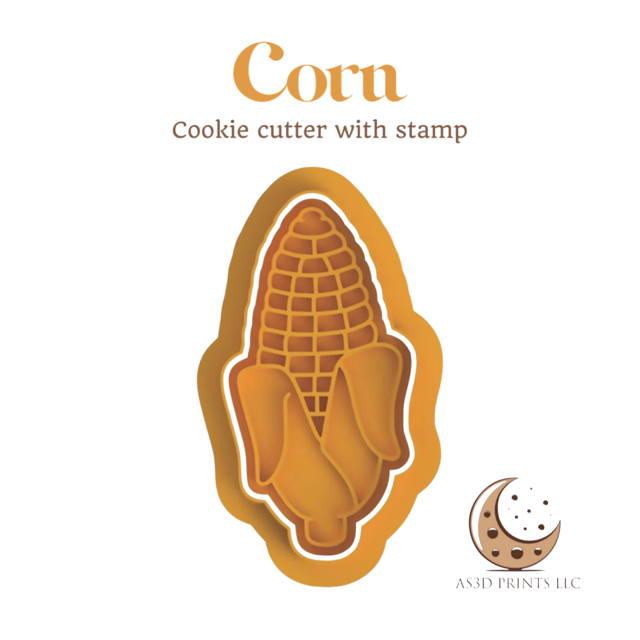 Corn cookie cutter with stamp
