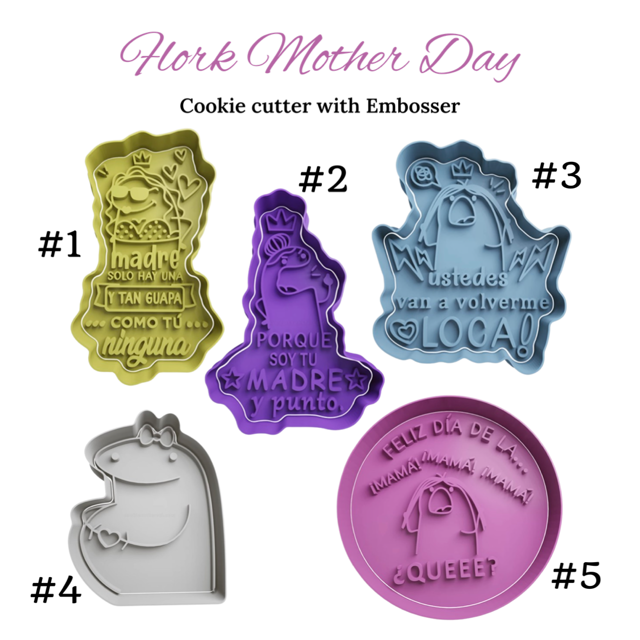Flork Mother Day cookie cutter with stamp