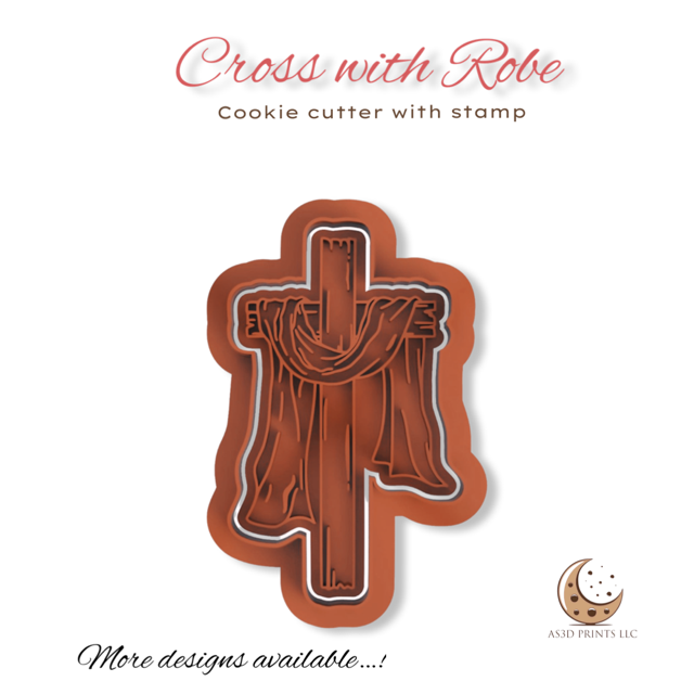 Cross with Robe cookie cutter with stamp