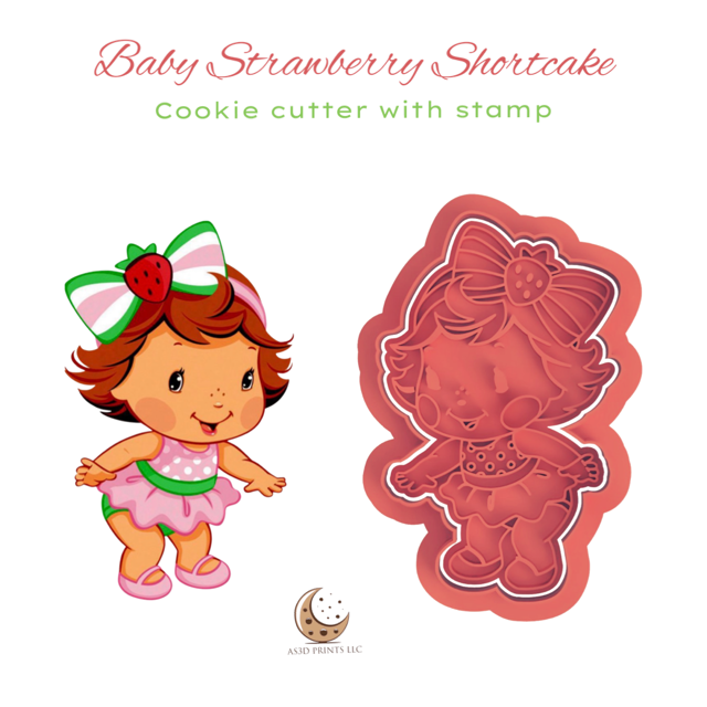 Baby Strawberry Shortcake cookie cutter with stamp
