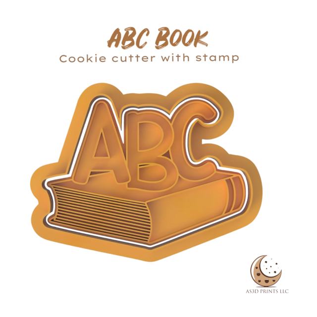ABC Book cookie cutter with stamp