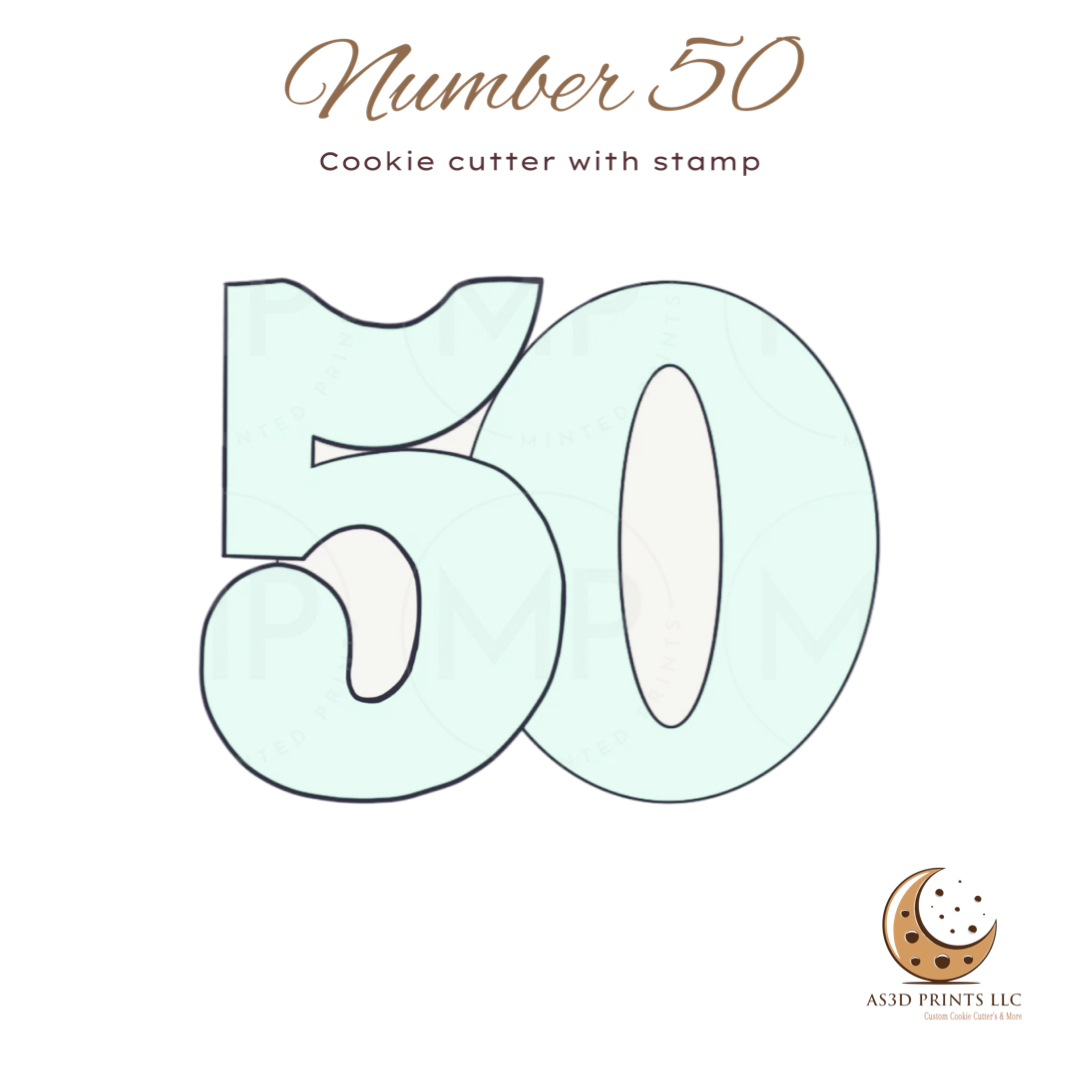 50 number cookie cutter with stamp