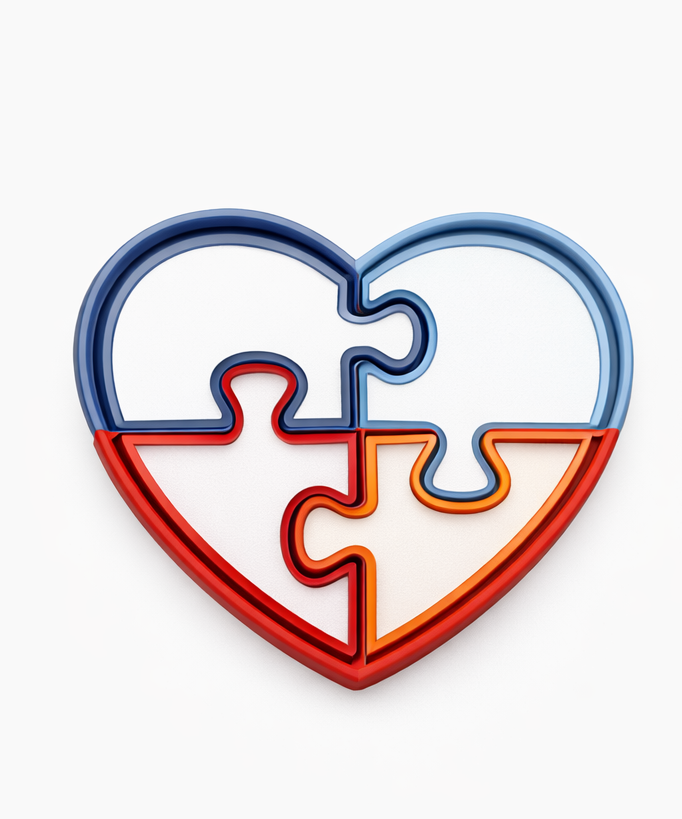 Heart puzzle cookie cutters with stamp set