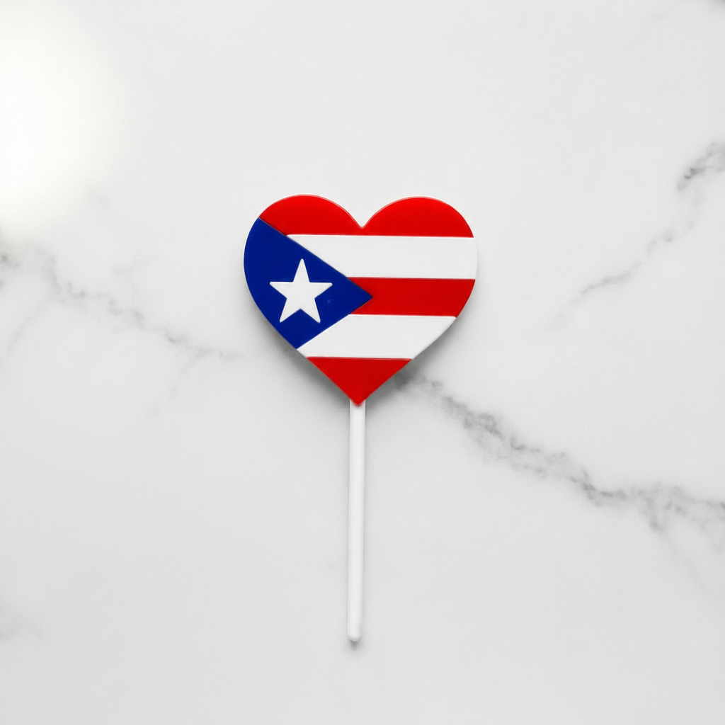 PR Flag Heart Cupcake topper