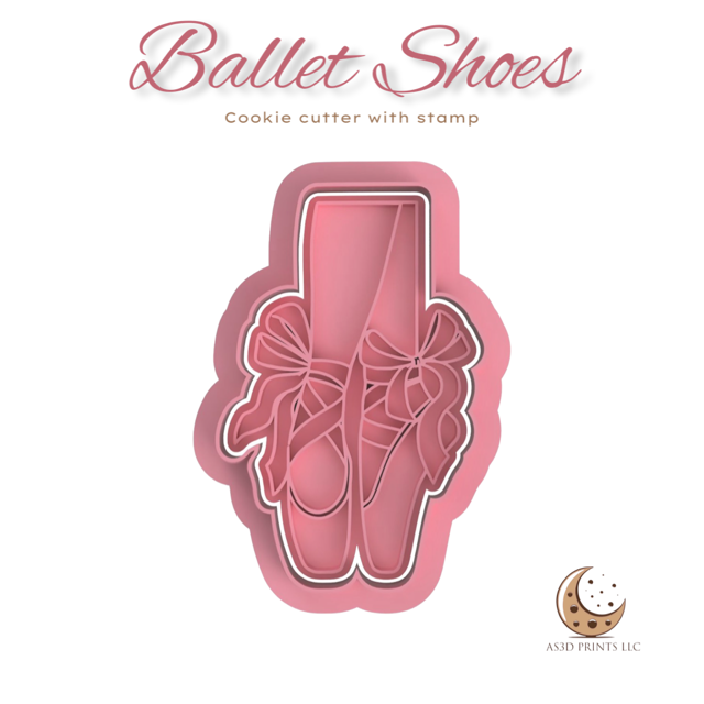 Ballet Shoe cookie cutter with stamp
