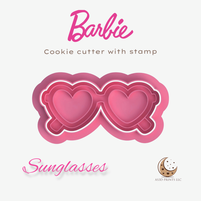 Barbie Sunglasses cookie cutter with stamp