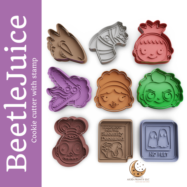 Beetlejuice cookie cutter with stamp
