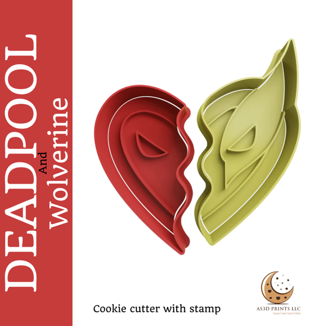 Deadpool and Wolverine Set cookie cutter with stamp
