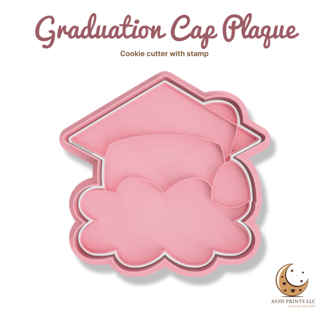 Graduation Cap plaque cookie cutter with stamp