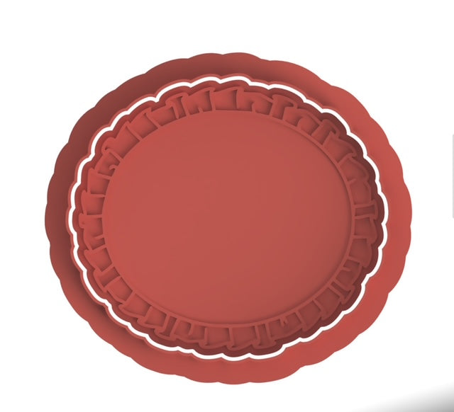 Plaquet Design #3 cookie cutter with stamp