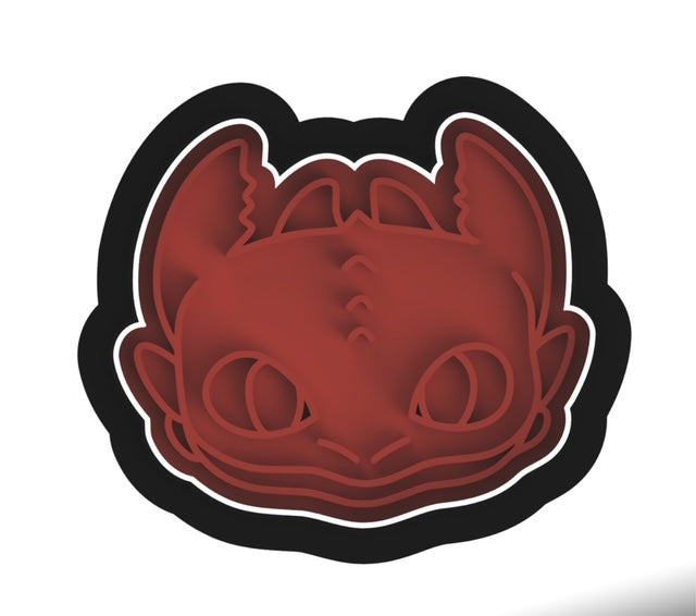 Toothless Dragon face cookie cutter with stamp