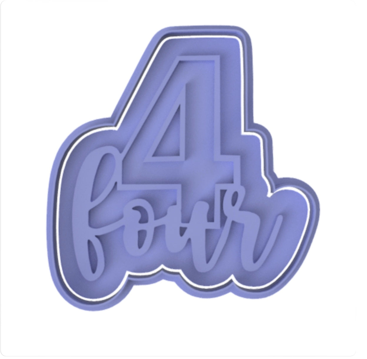 Number 4 with Letters cookie cutter with stamp