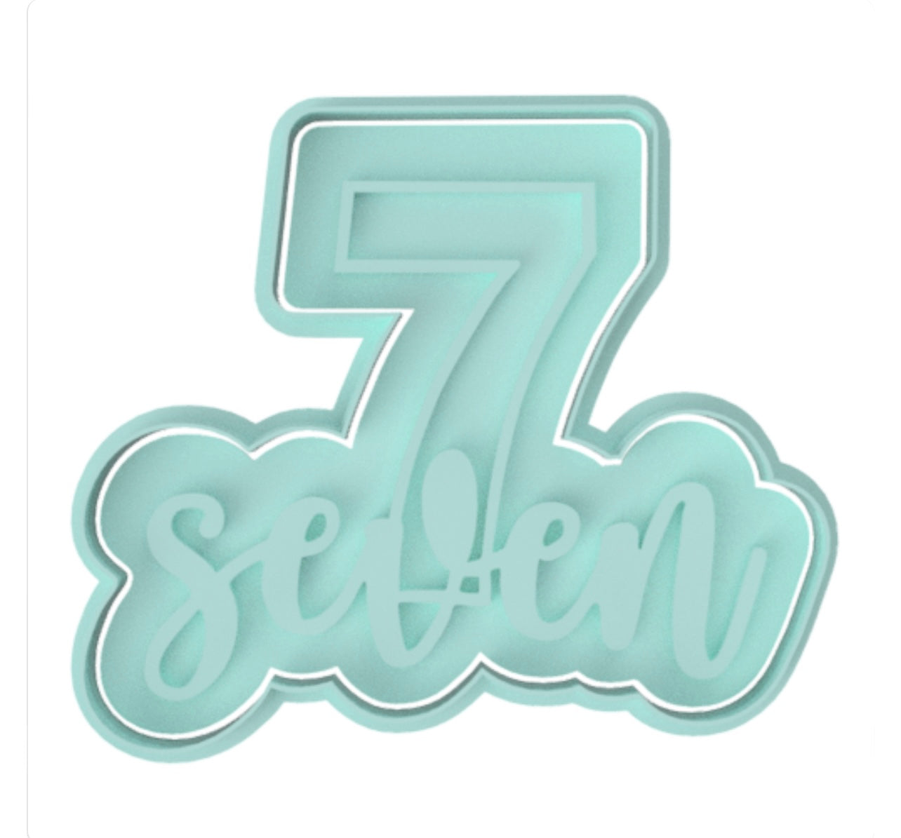 Number 7 with Letters cookie cutter with stamp