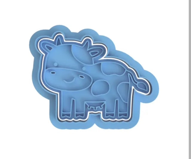 Cow cookie cutter with stamp