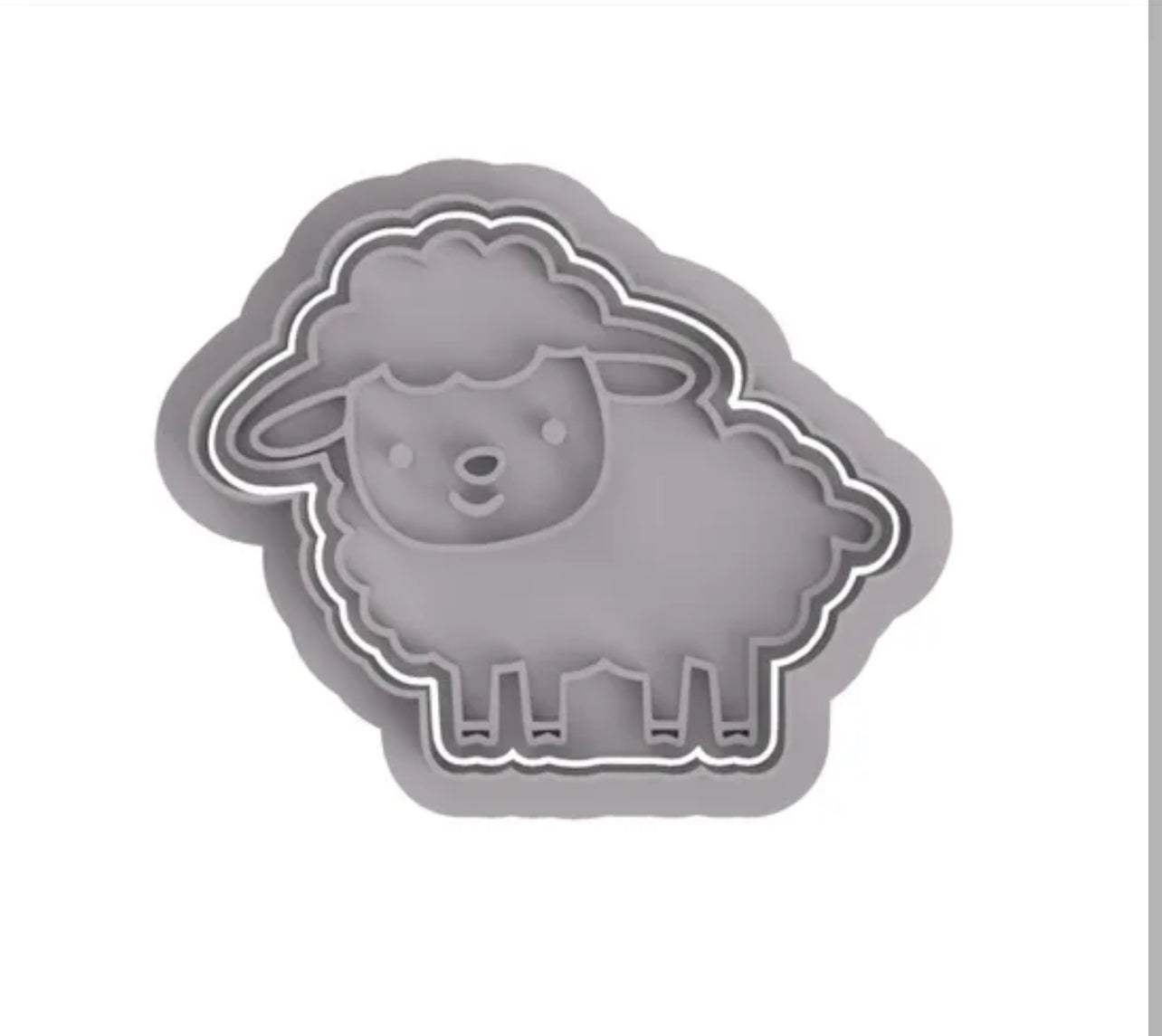 Sheep cookie cutter with stamp