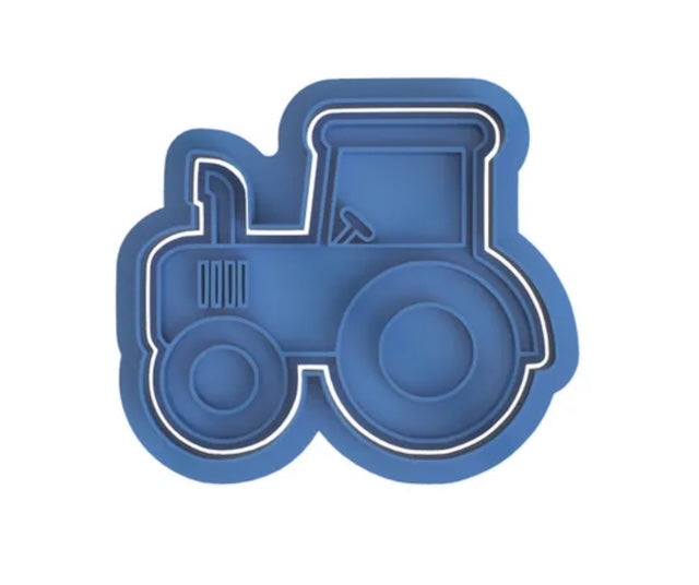 Tractor cookie cutter with stamp