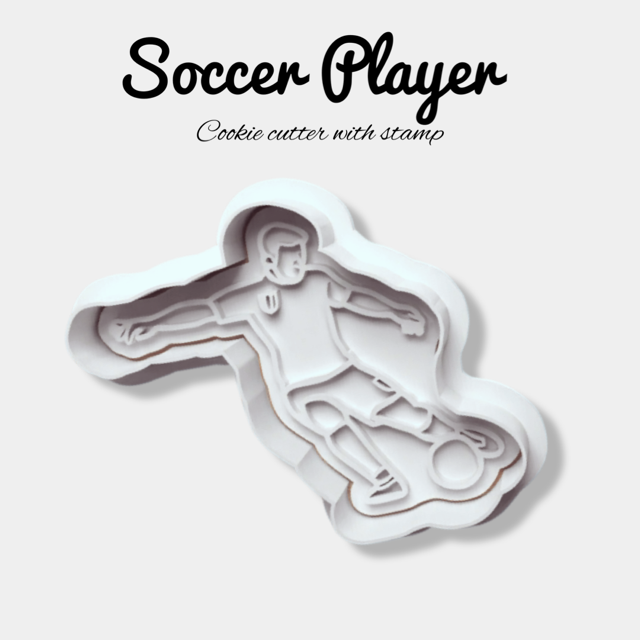 Soccer Player cookie cutter with stamp