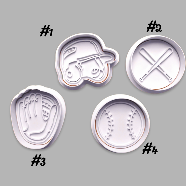 Baseball cookie cutter with stamp