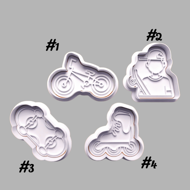 Skater cookie cutter with stamp