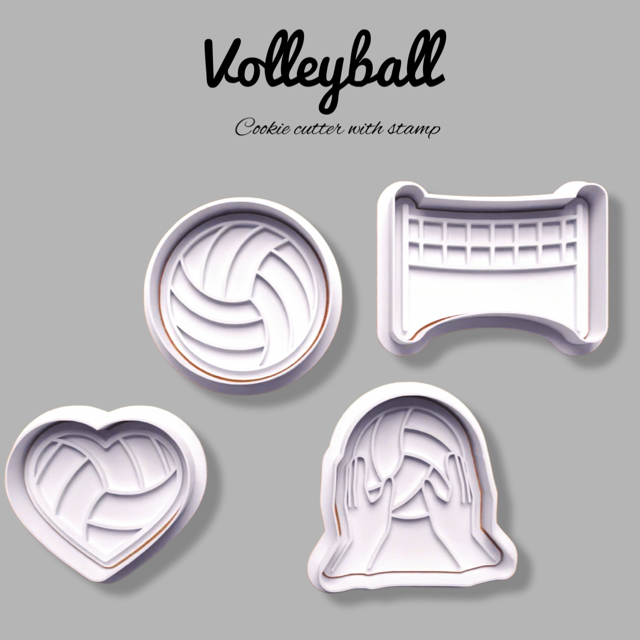 Volleyball cookie cutter with stamp