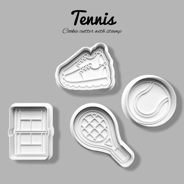 Tennis cookie cutter with stamp
