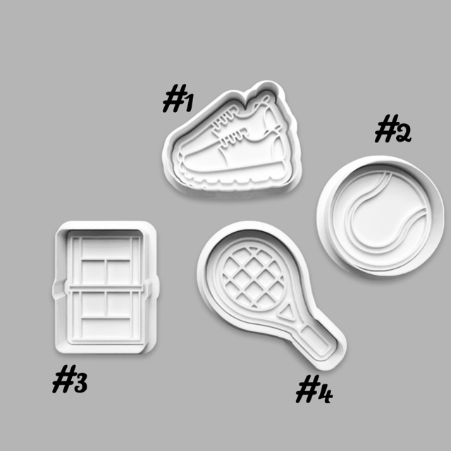 Tennis cookie cutter with stamp