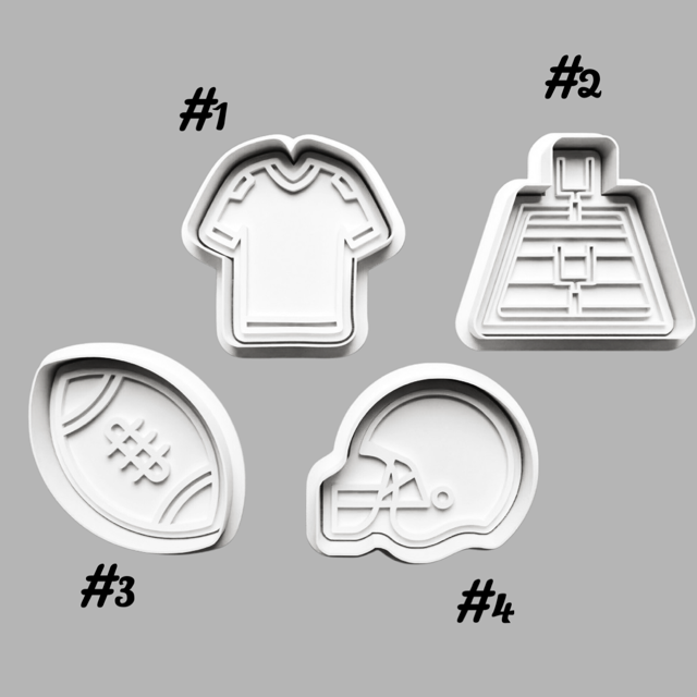 Footballs cookie cutter with stamp